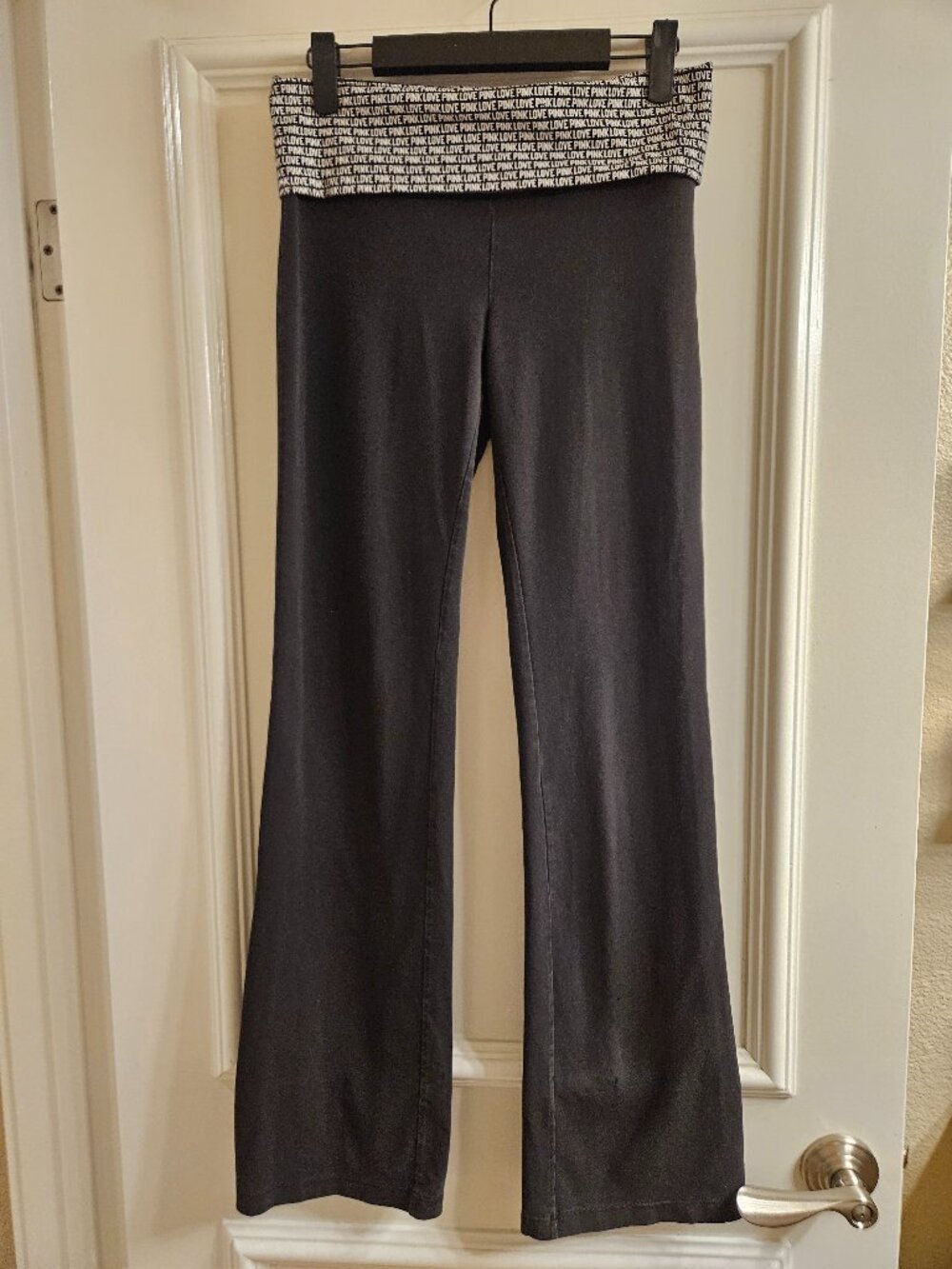 PINK Y2K Original Black Foldover Waist Flare Yoga Pants S